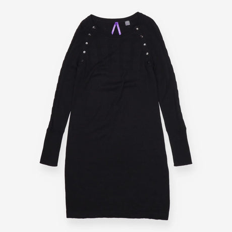 Black Cable Knit Maternity Nursing Midi Dress