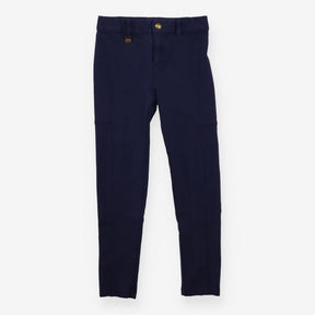 Navy stretch leggings with gold tag