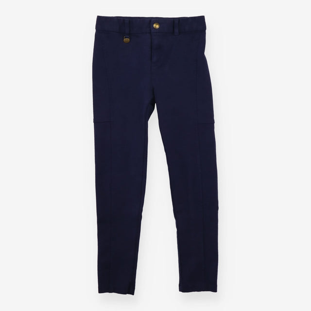 Navy stretch leggings with gold tag