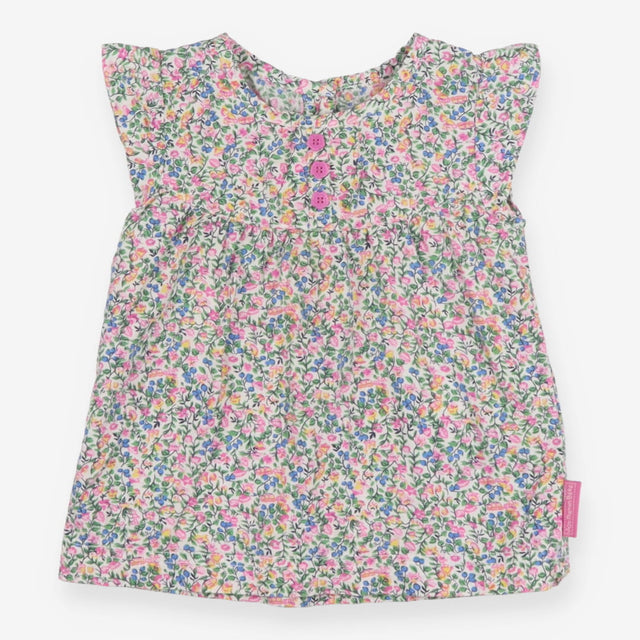 T-Shirt Sleevless Ditsy Print with Pink Flower But