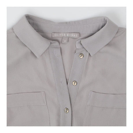 Oliver Bonas Grey Crepe Midi Shirt Dress Stretch