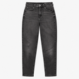 Jeans Mom High Waisted Tapered Black Washed Short 