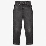 Jeans Mom High Waisted Tapered Black Washed Short 