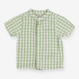 Shirt grandad collar green white check 