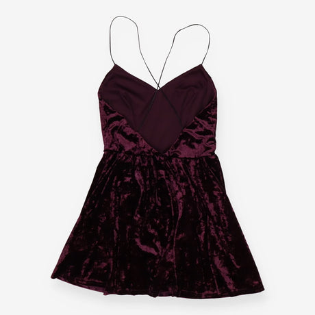 Crushed Velvet Strappy Playsuit - Plum
