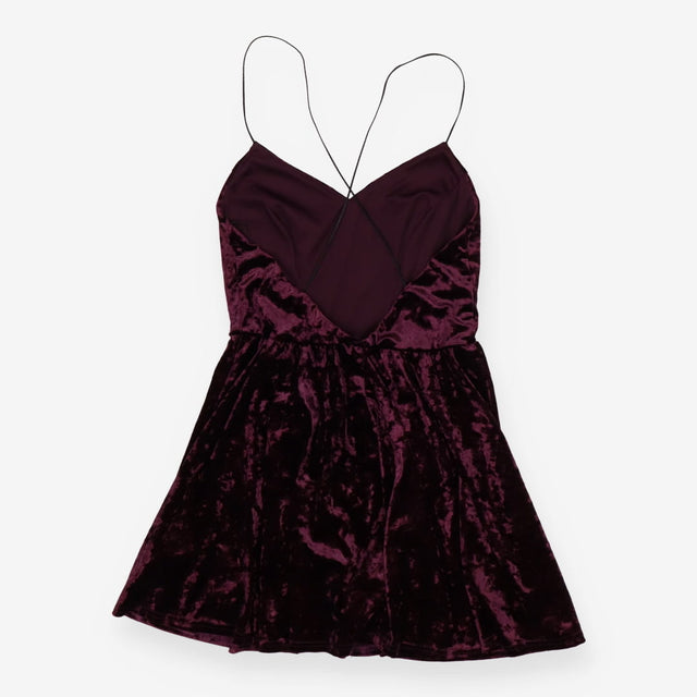 Crushed Velvet Strappy Playsuit - Plum