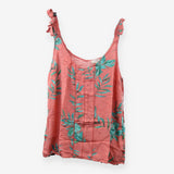 Pink Teal Leaf Print Strappy Summer Cami Top