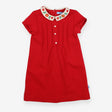 Collared Dress Red with Flowers