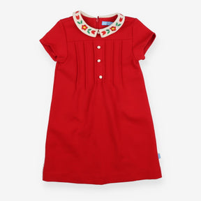 Collared Dress Red with Flowers