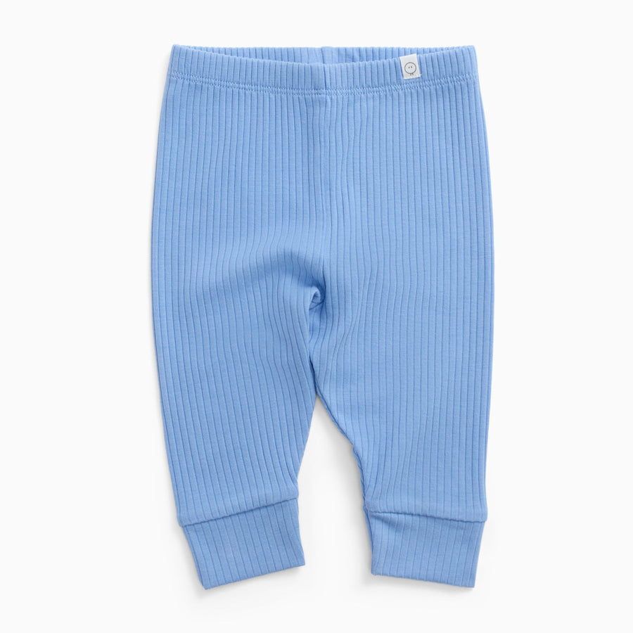 Blue Ribbed Leggings