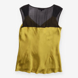 Coast Top Ochre Yellow Black Sheer Ruffle Satin