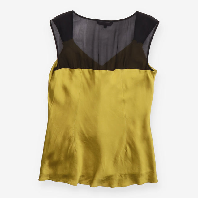 Coast Top Ochre Yellow Black Sheer Ruffle Satin