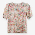 Floral Pink Sage Ochre Tee Cuffed Sleeve Button Ba