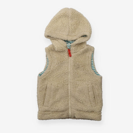 Cream Fleece Gilet Striped Lining