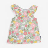 Top Ruffle Colour Green Floral 
