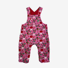Pink Robin and Apple Jersey Dungarees