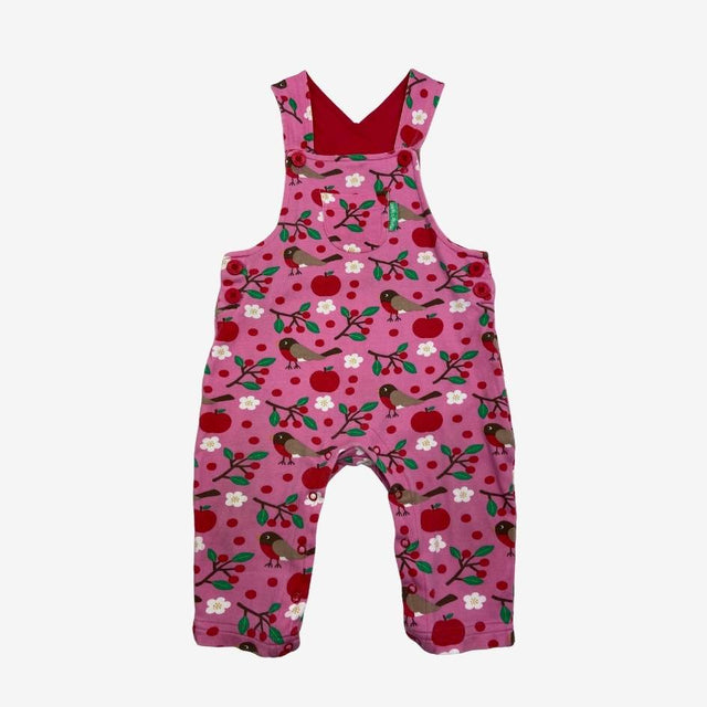 Pink Robin and Apple Jersey Dungarees
