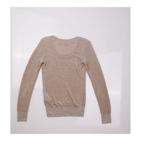 Metallic Scoop Neck Fine Knit Jumper Champagne
