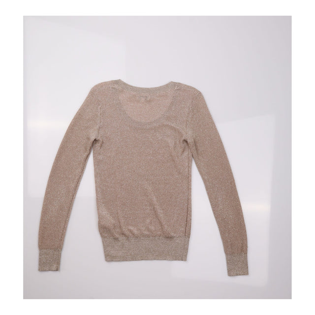 Metallic Scoop Neck Fine Knit Jumper Champagne