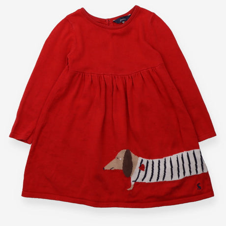 Dress knitted LS red sausage dog