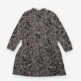 Midi Dress Black Cream Animal Print Long Sleeve Ti