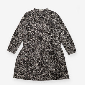 Midi Dress Black Cream Animal Print Long Sleeve Ti