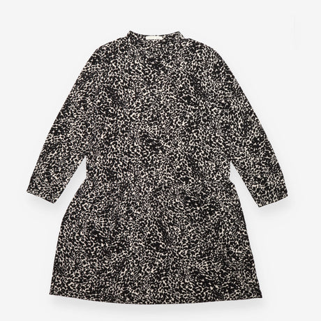 Midi Dress Black Cream Animal Print Long Sleeve Ti