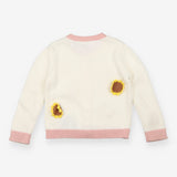 Cardigan Cream and Pink Sunflowers