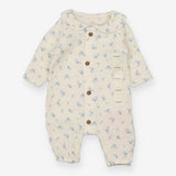 Romper cream blue floral muslin