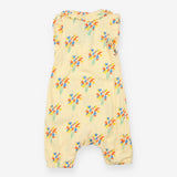Romper Yellow Collared Muslin with Flower Print