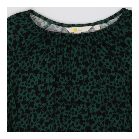 Tiered Dress Crew Neck Green with Black Floral pri