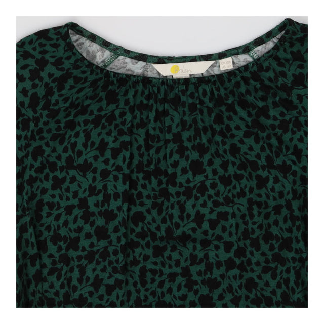 Tiered Dress Crew Neck Green with Black Floral pri