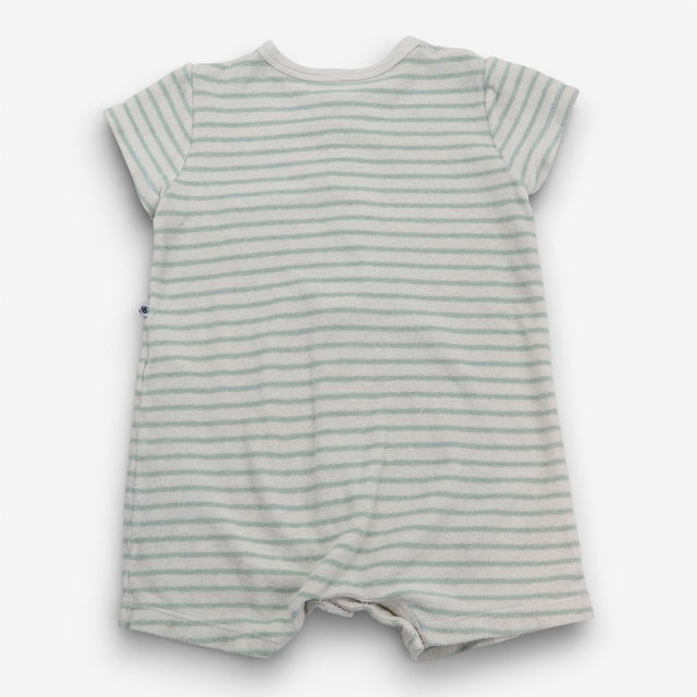 Romper Toweling Green Stripe