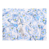 Blouse White Blue Floral Print V Neck Short Sleeve