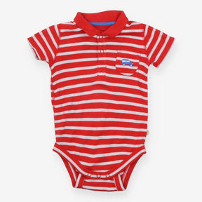Red Striped Bodysuit with Car Pocket