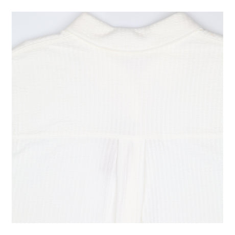Shirt White Textured Cotton Button Front
