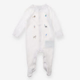 Sleepsuit white animal birthday party