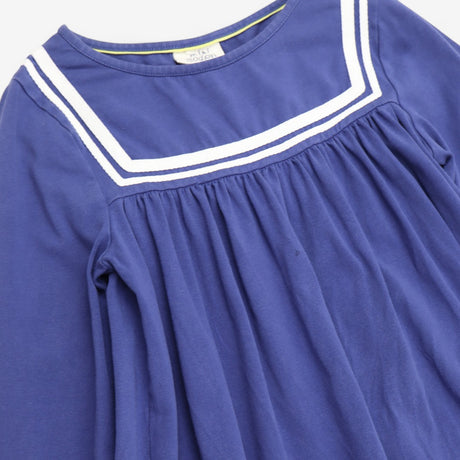 Dress navy jersey long sleeve white collar sleeve 