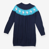 Navy Organic Knit Dress Swallow Bird Yoke Neckline