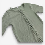 Sleepsuit grass green ribbed zipped
