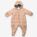 Pramsuit pink blue flower fleece lining stripe hoo