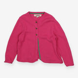 Cardigan pink 3 buttons green trim