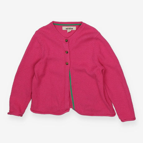 Cardigan pink 3 buttons green trim
