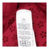 Ruby Red Broderie Ruffle Top Cotton
