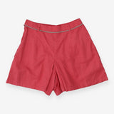 Pink Pleat Front Cotton Shorts