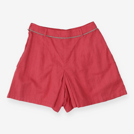 Pink Pleat Front Cotton Shorts