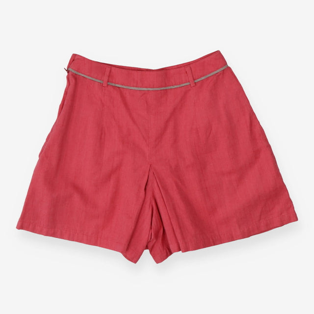 Pink Pleat Front Cotton Shorts