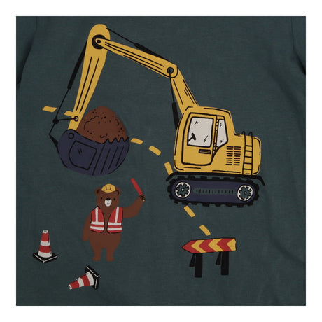 T-Shirt Long Sleeve Green Construction Bear Digger