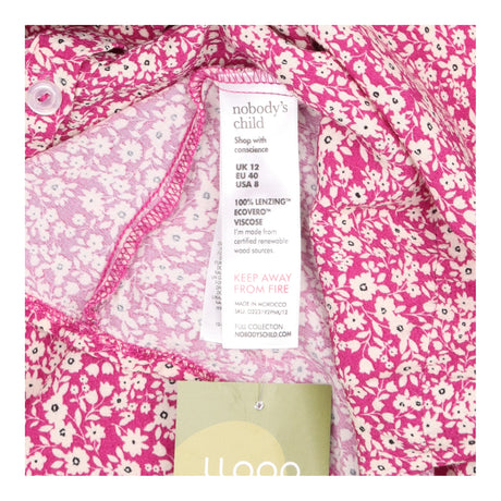 Mini Shirt Dress Pink White Ditsy Floral Print Lon