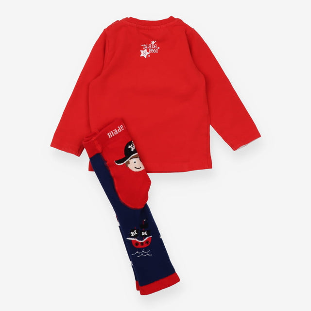 T-Shirt and Leggings Red and Blue Pirate